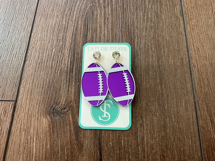 Purple Football Earrings