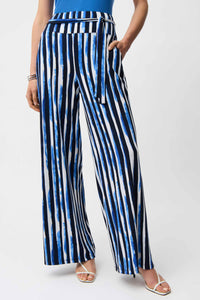 Joesph Ribkoff Silky Knit Stripe Print Wide Leg Pull-On Pants