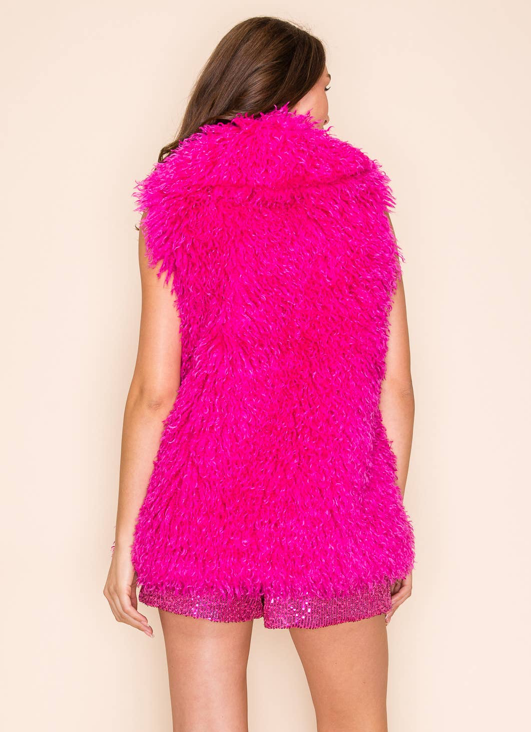 W.A.Y Mongolian Lamb Faux Fur Lapel Vest