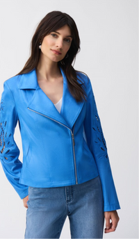 Joseph Ribkoff Foiled Faux-Suede Moto Jacket