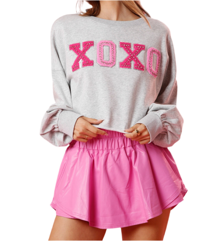 XOXO Graphic Crop Sweatshirt