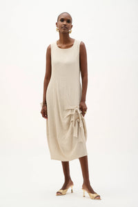 Seersucker Cocoon Dress With Ring And Tie Detail