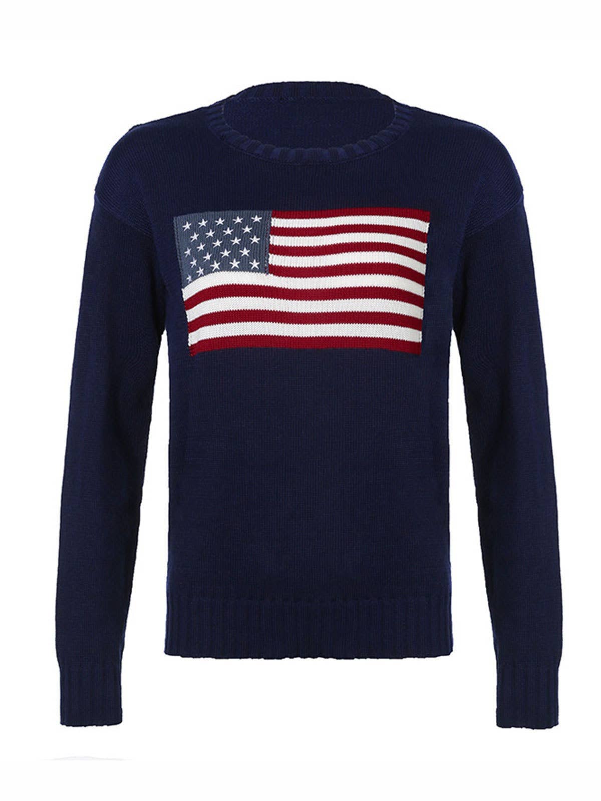 American flag jacquard knit pullover sweater