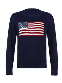 American flag jacquard knit pullover sweater