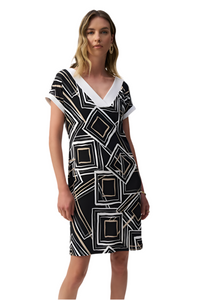 Joseph Ribkoff Silky Knit Geometric Puff Print Dress