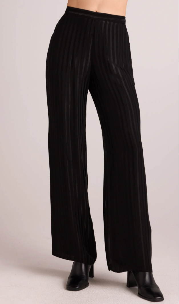 Elastic Black Wide Leg Pants