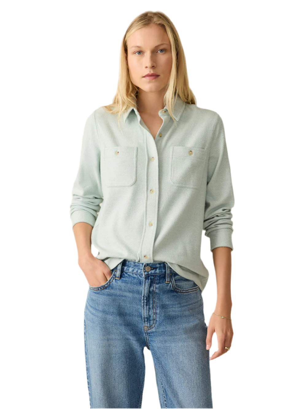 Faherty Sweater Shirt - Jadeite Twill