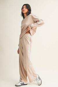 LDC Striped Crewneck Pullover Sweatpants 2pcs Outfit