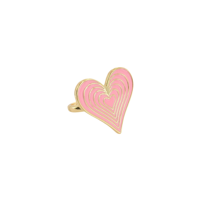 Adjustable Gold and Pink Heart Ring