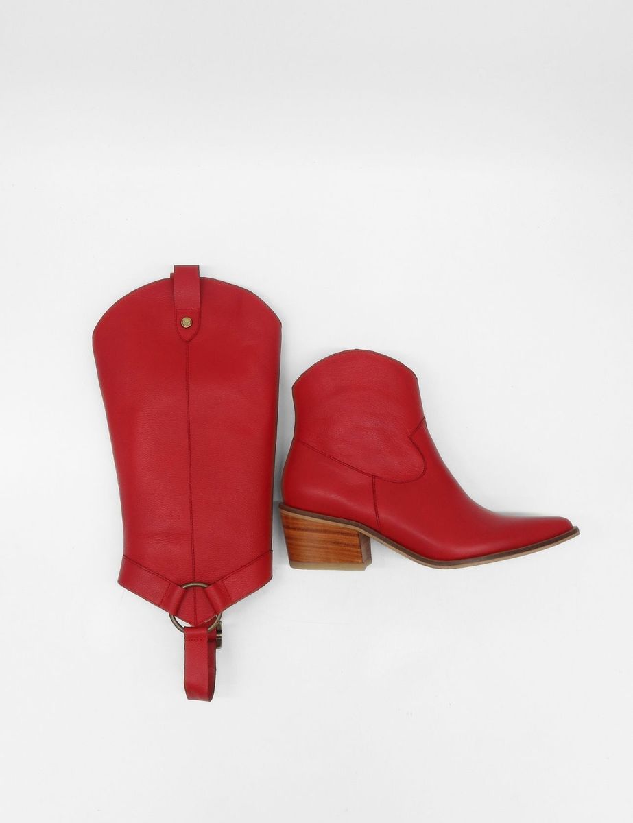 Penelope Convertible Boots in Red Leather