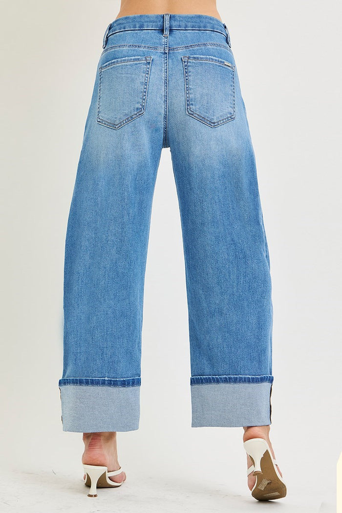 Risen Slouchy Crop Barrel Cuffed Jeans