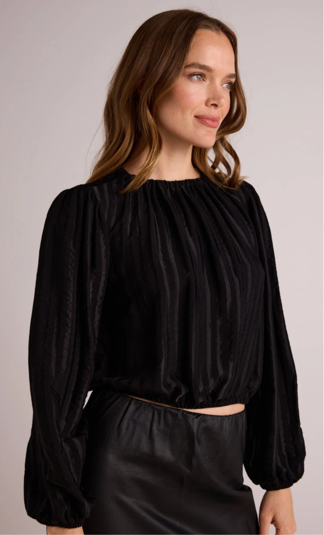 Elastic Black Shirred Top