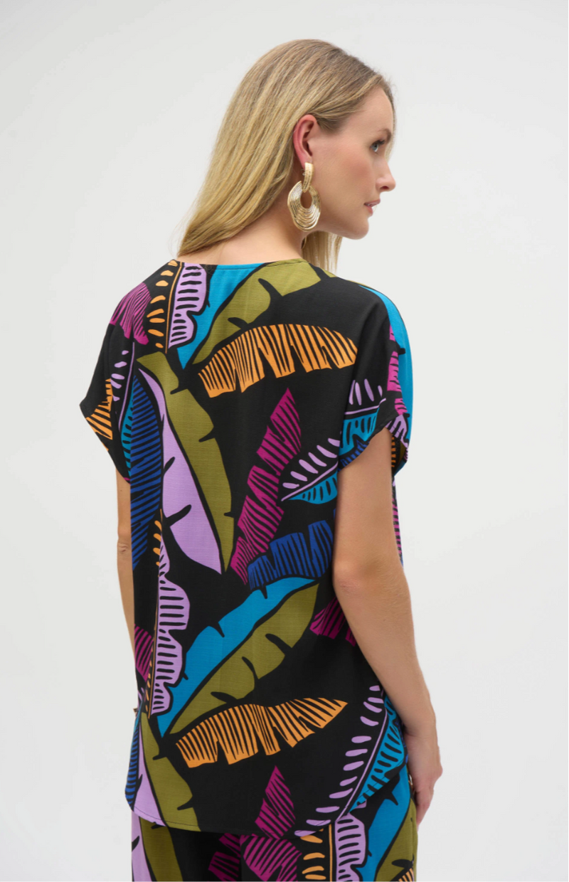 Joseph Ribkoff Gauze Tropical Print Boxy Top