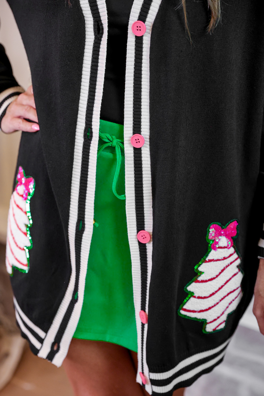 Bow Christmas Treat Long Cardigan