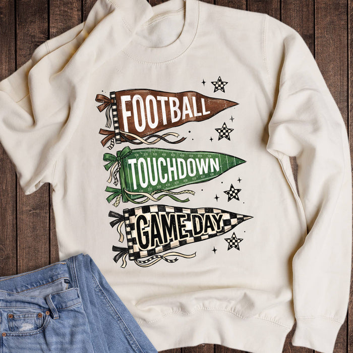 Football Touchdown Game Day Pennant Trio Sweatshirt