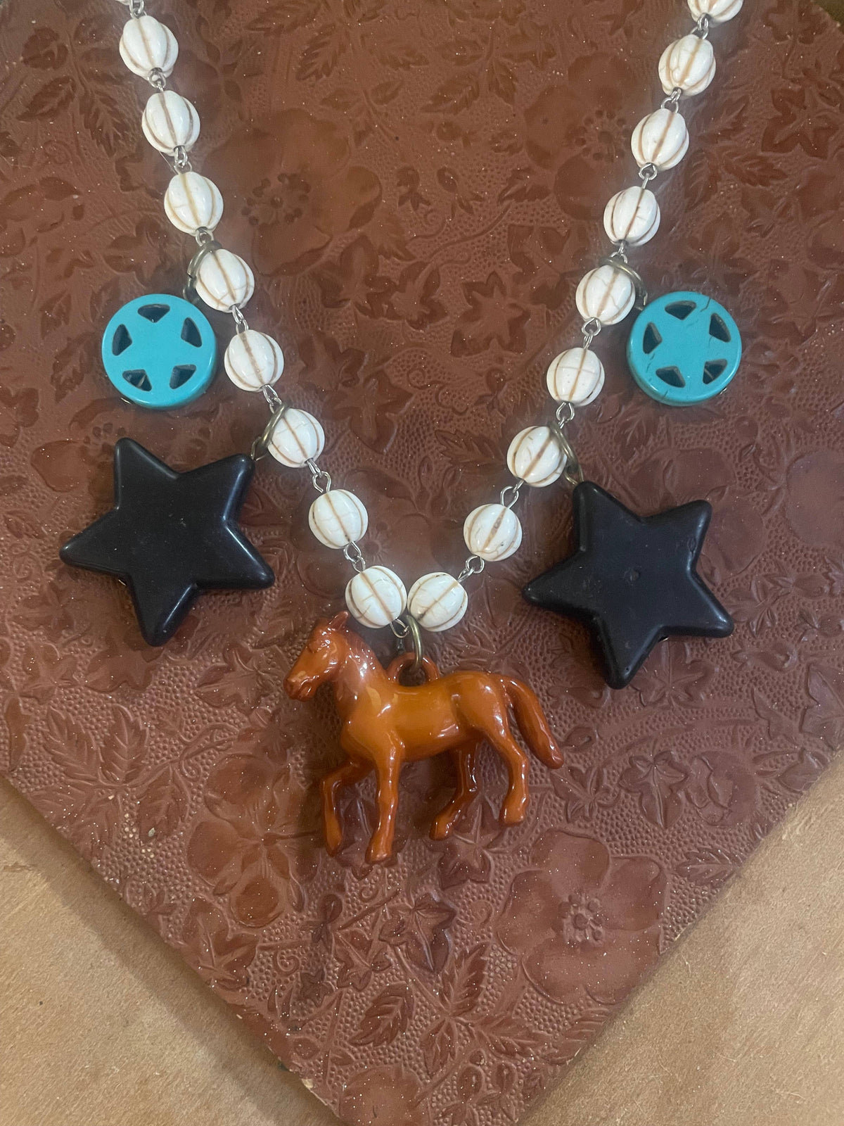 Taos Pony Necklace-Western/Dopamine 