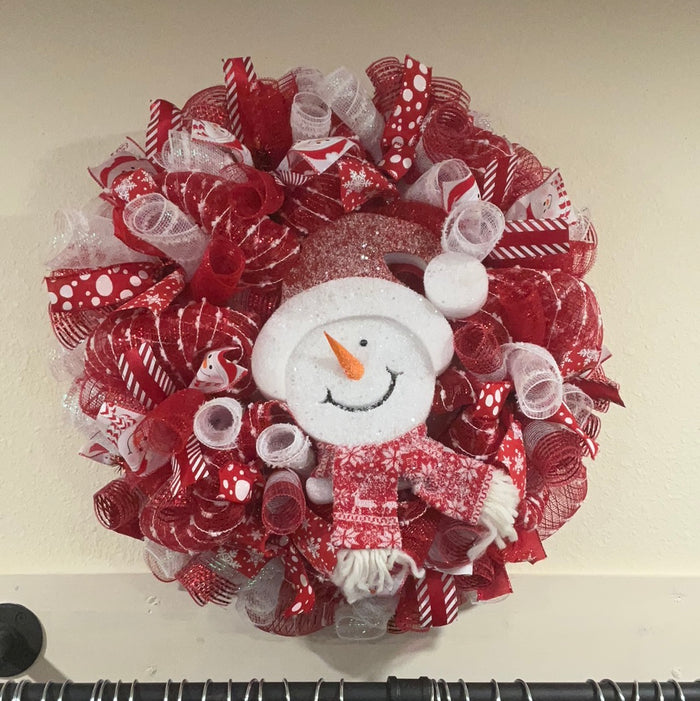 Red, White Snowman Wreath