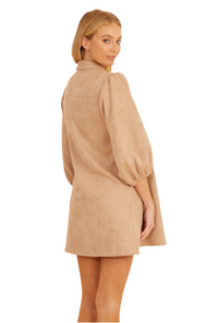 DolceCabo Faux Suede Puff Sleeve Shirt Dress