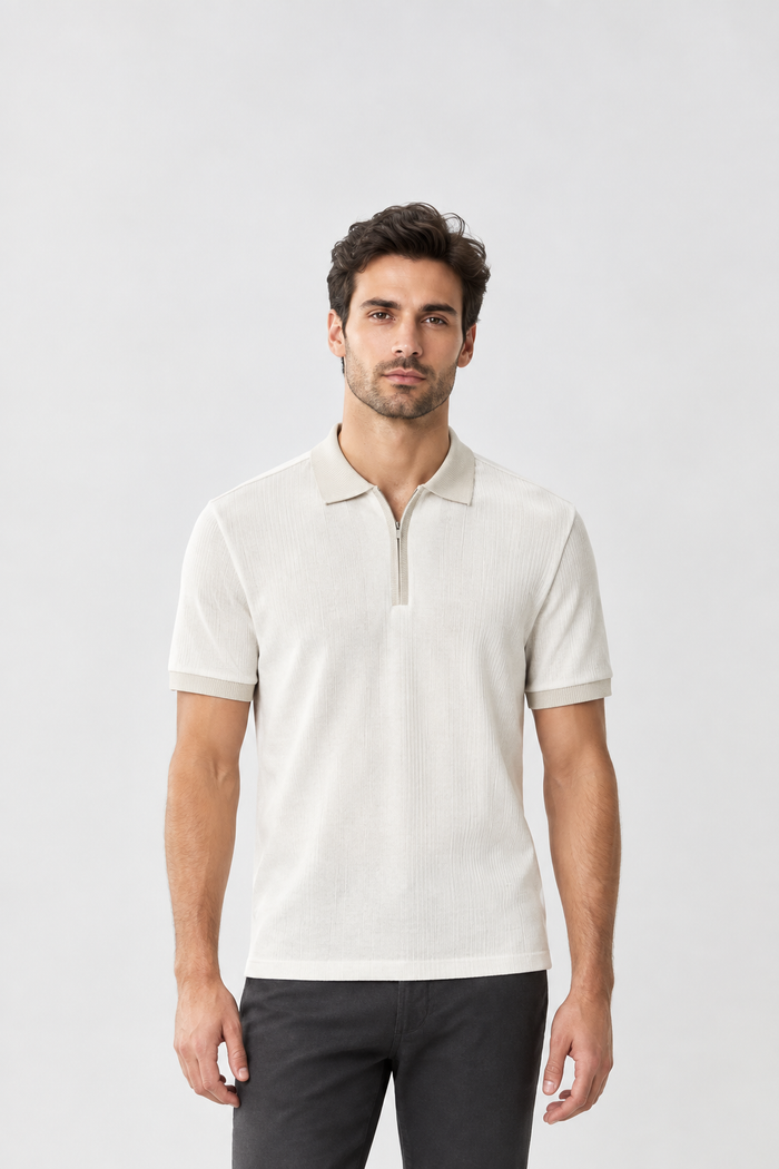 White Whistler Short Sleeve Covered Zip Polo