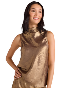 Bella Dahl Cowl Neck Top- Gold Metallic