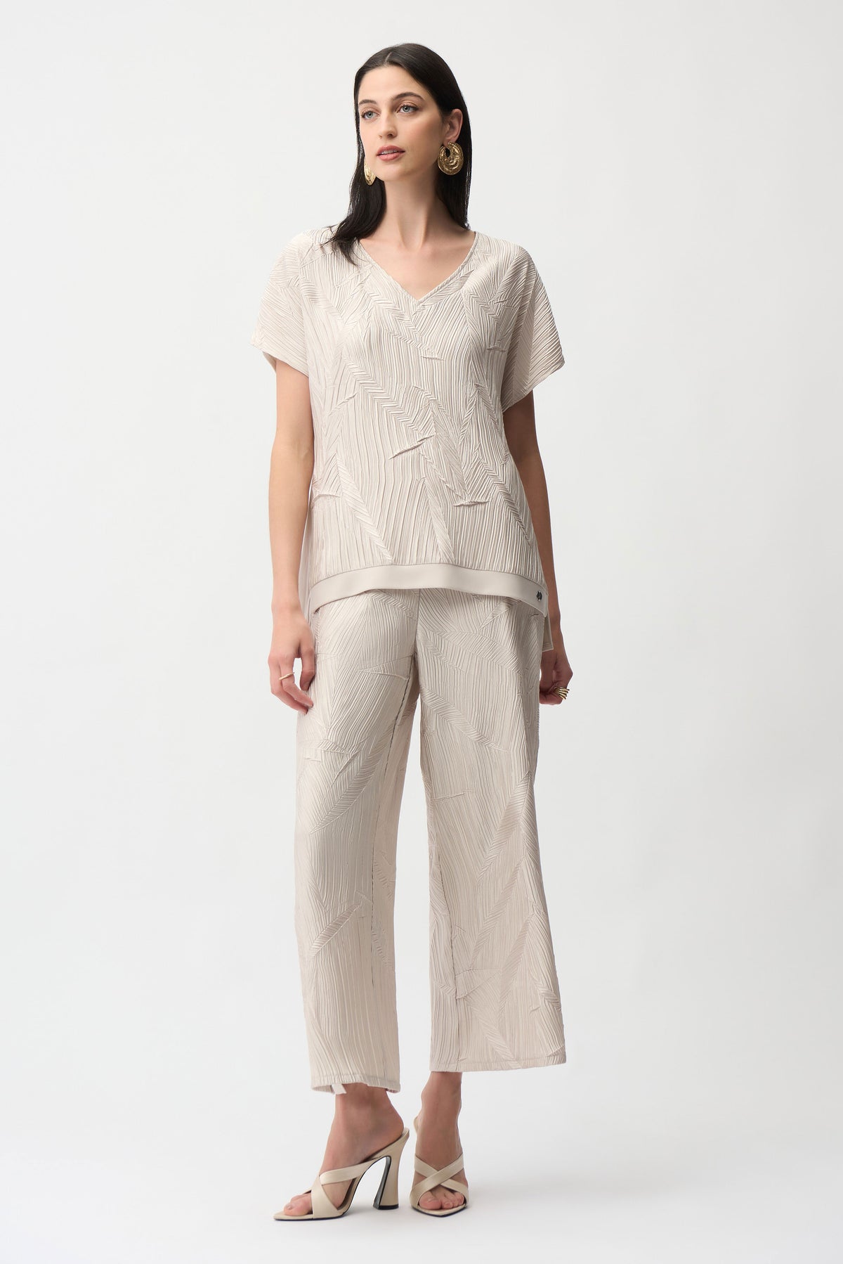 Joseph Ribkoff Pleated Satin Boxy Top With Silky Knit Back