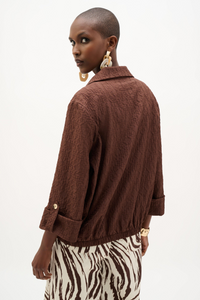 Joseph Ribkoff Jacquard Bomber Jacket With Funnel Collar