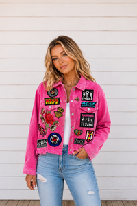 Pink Corduroy Distressed Rock Jacket