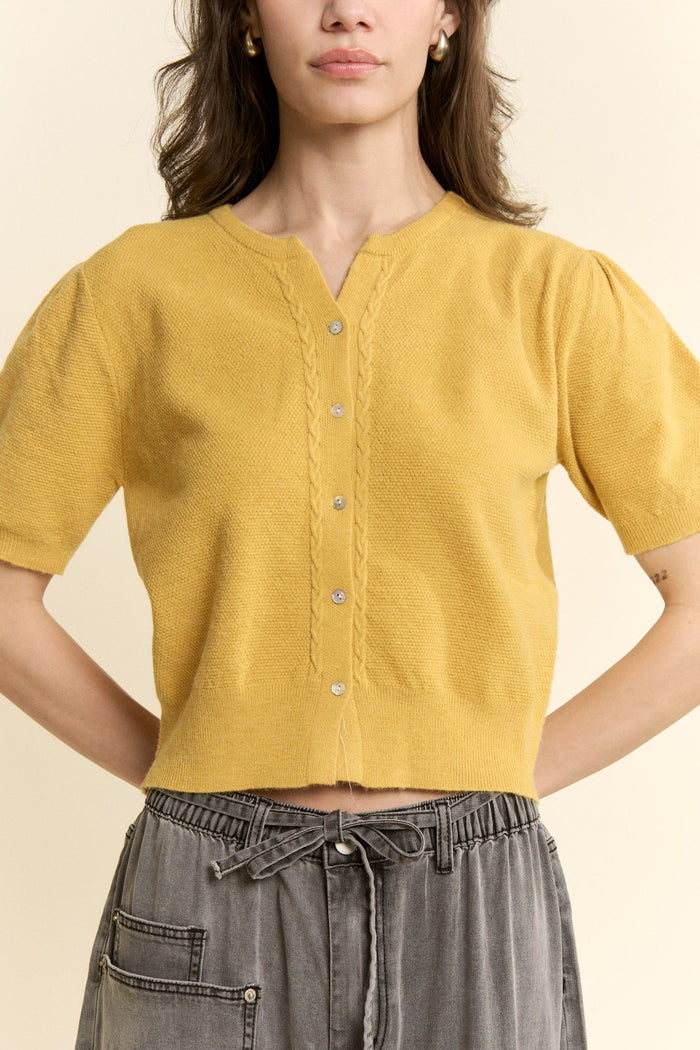 Sweet Puff Sleeve Knit Cardigan