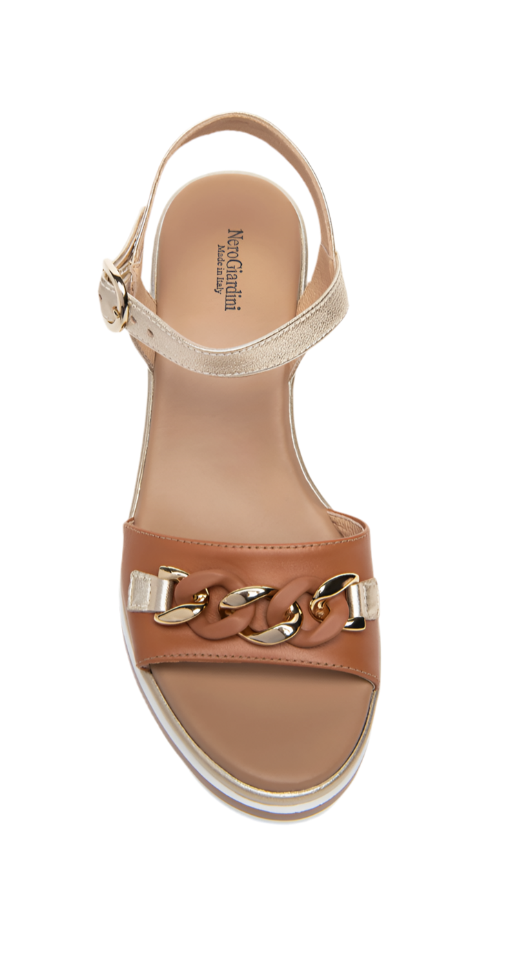 Italian Ankle Strap Chain Platform Wedge Sandal