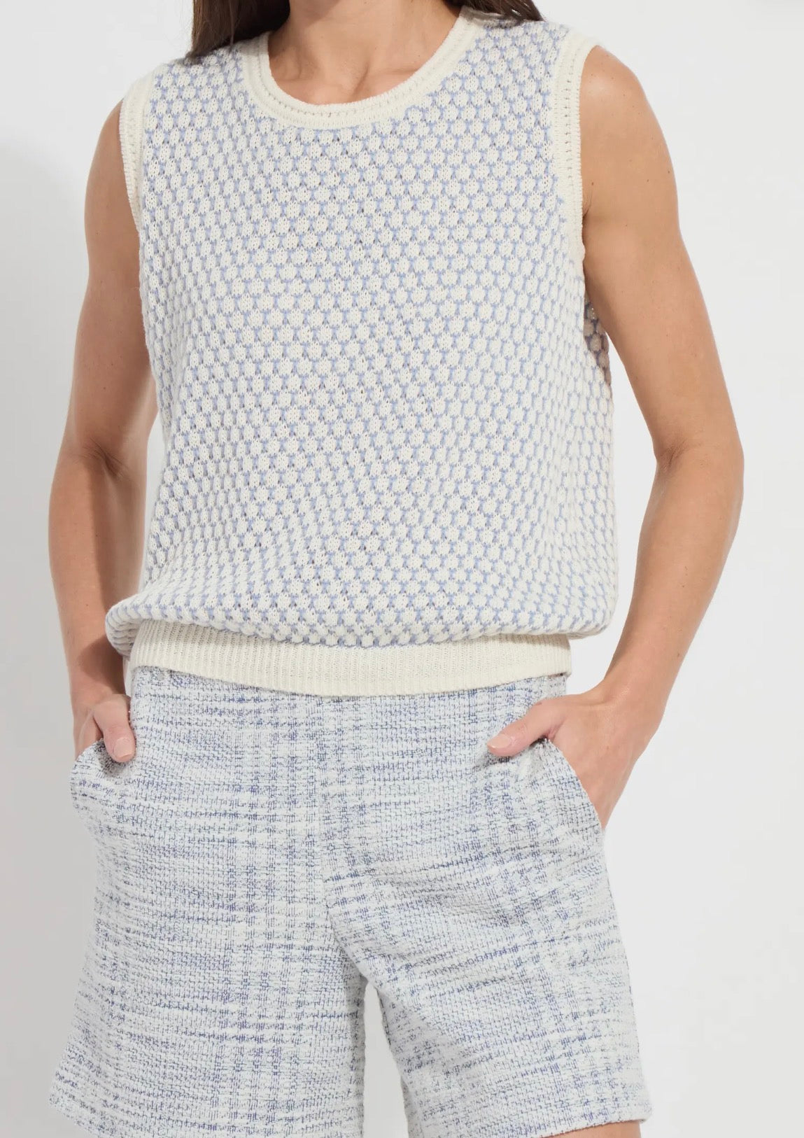 Lysse Claire Textured Mesh Sweater Shell