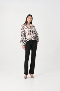 Recycled Satin Animal Print Draped Blouse