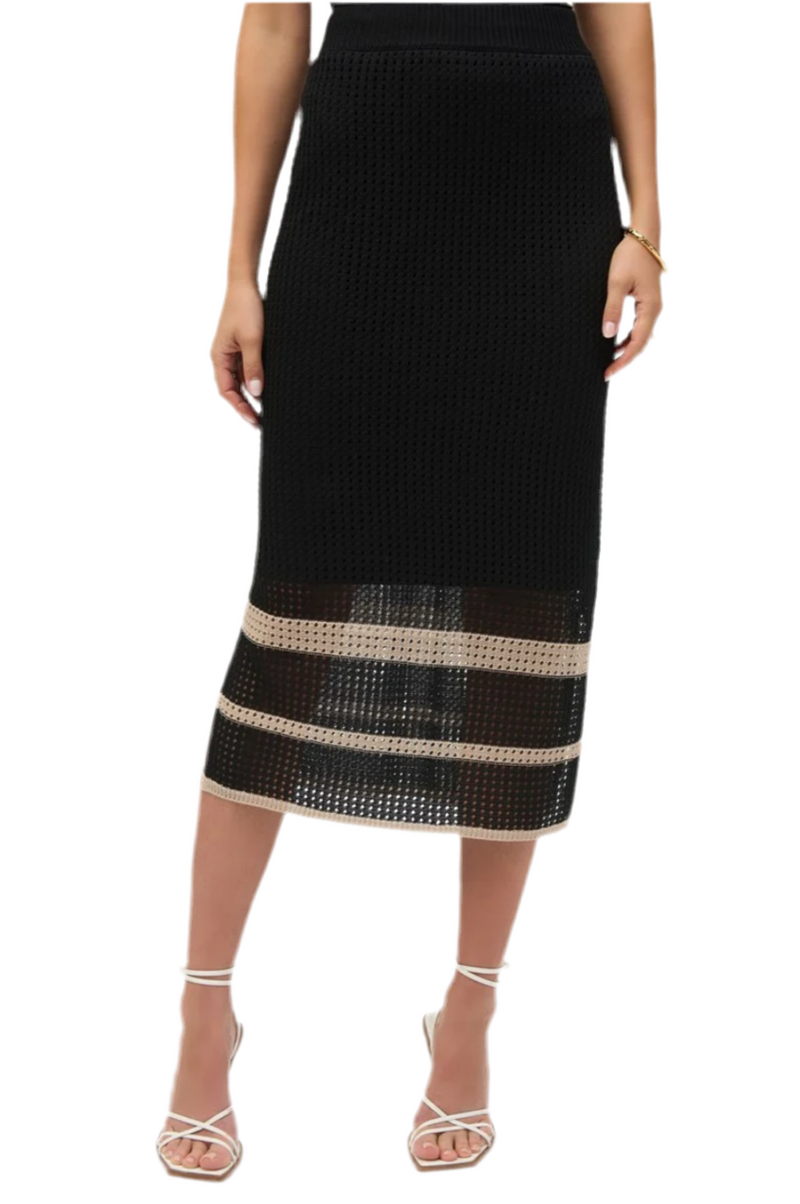 Joseph Ribkoff Sweater Knit Open Stitch Stripe Skirt