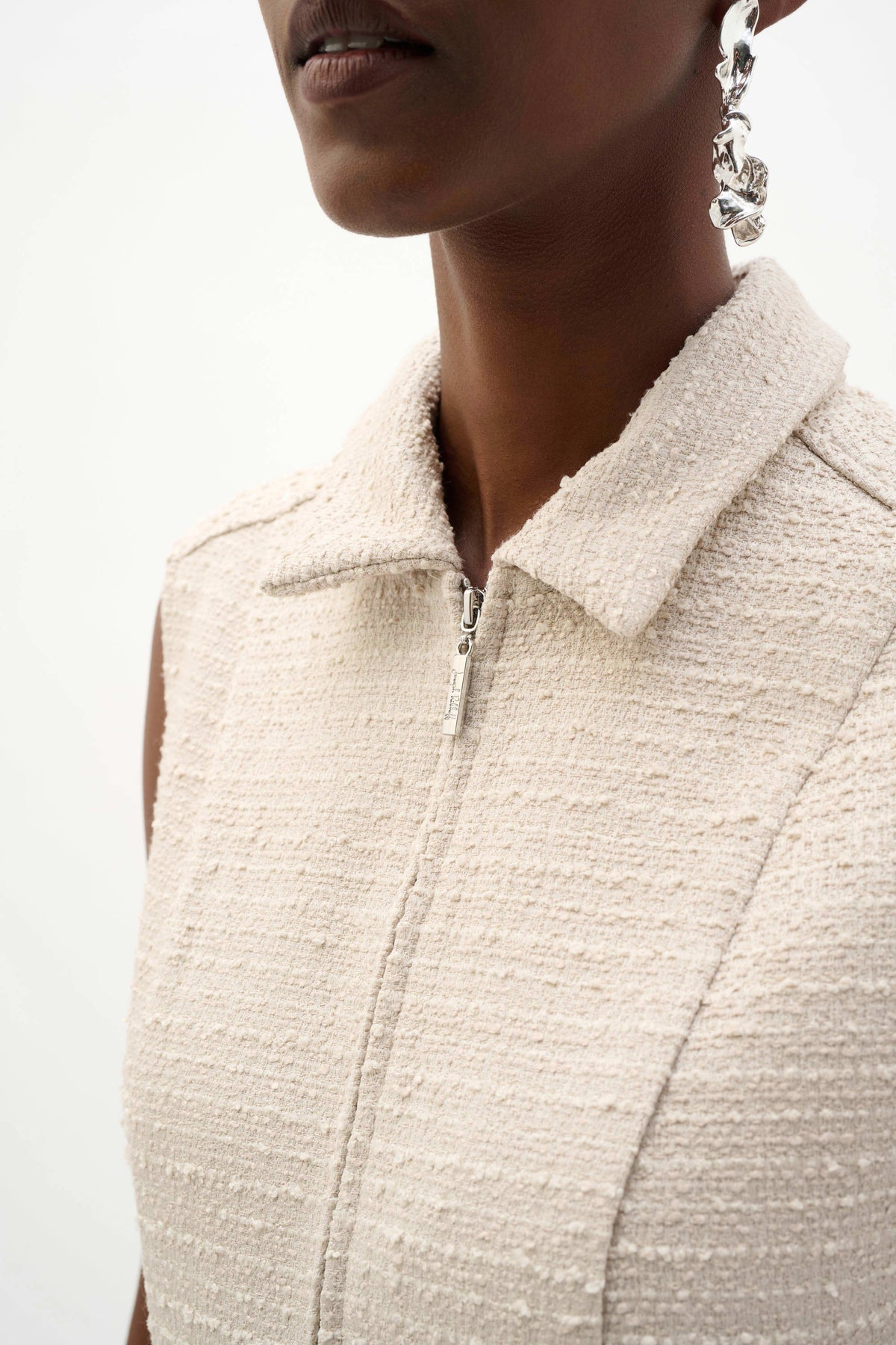 Joseph Ribkoff Bouclé A-Line Dress With Zipped Neckline