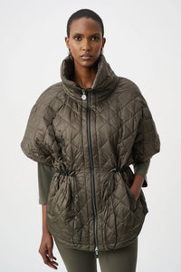 Quilted Nylon Shawl-Neck Boxy Vest