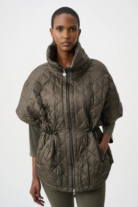 Quilted Nylon Shawl-Neck Boxy Vest