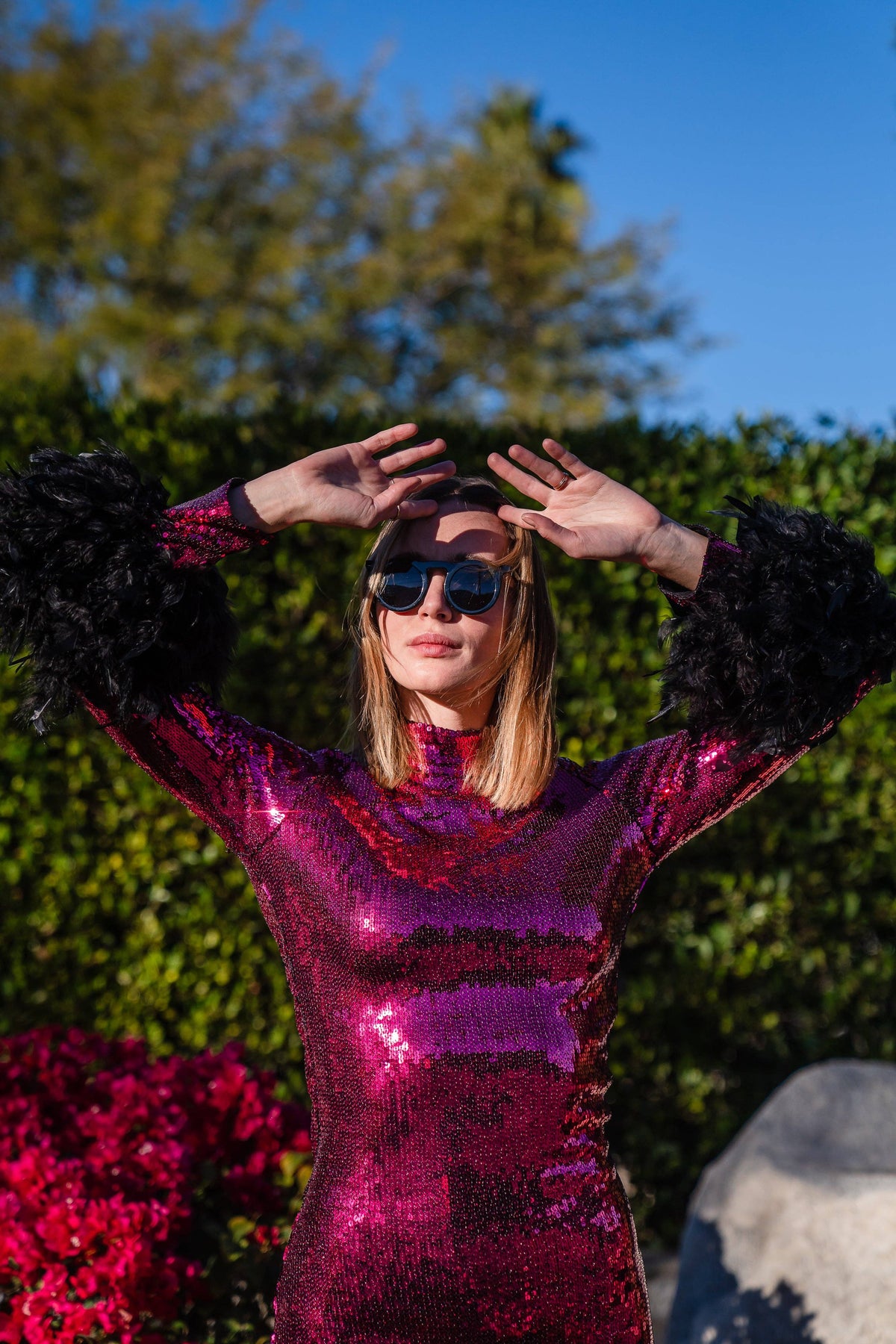 Julianne Sequin Dress in Black Cherry