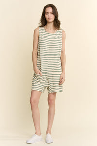 Textured Stripe Back Detail Romper