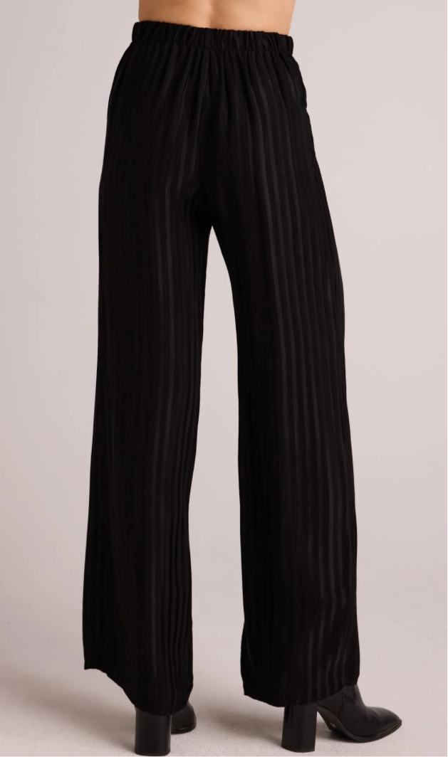 Elastic Black Wide Leg Pants