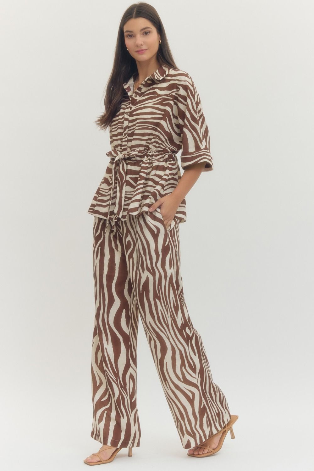 Entro Zebra Print Top & Wide Leg Pants