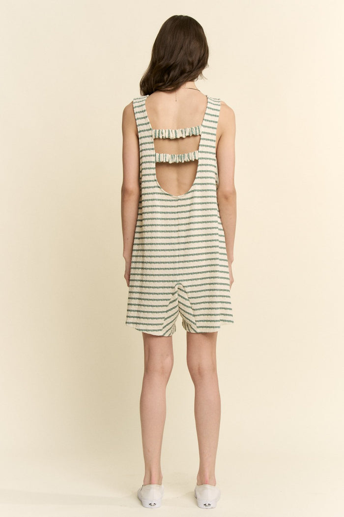 Textured Stripe Back Detail Romper