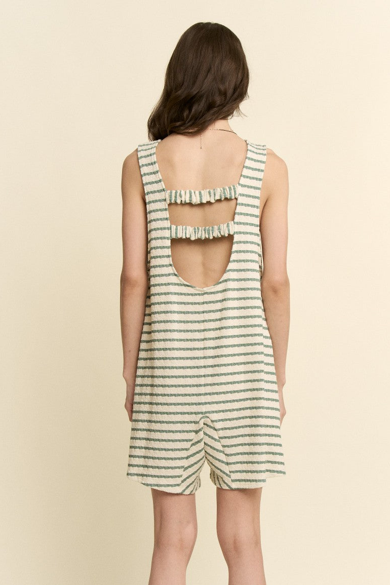 Textured Stripe Back Detail Romper