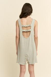 Textured Stripe Back Detail Romper