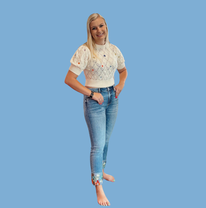 Driftwood Light Wash Embroidered Jeans