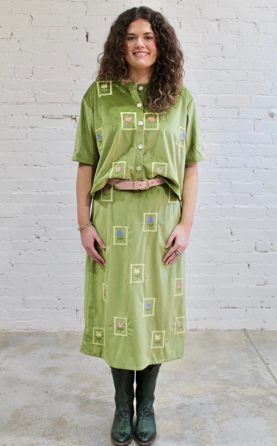 Postcard Shirt and Skirt Set