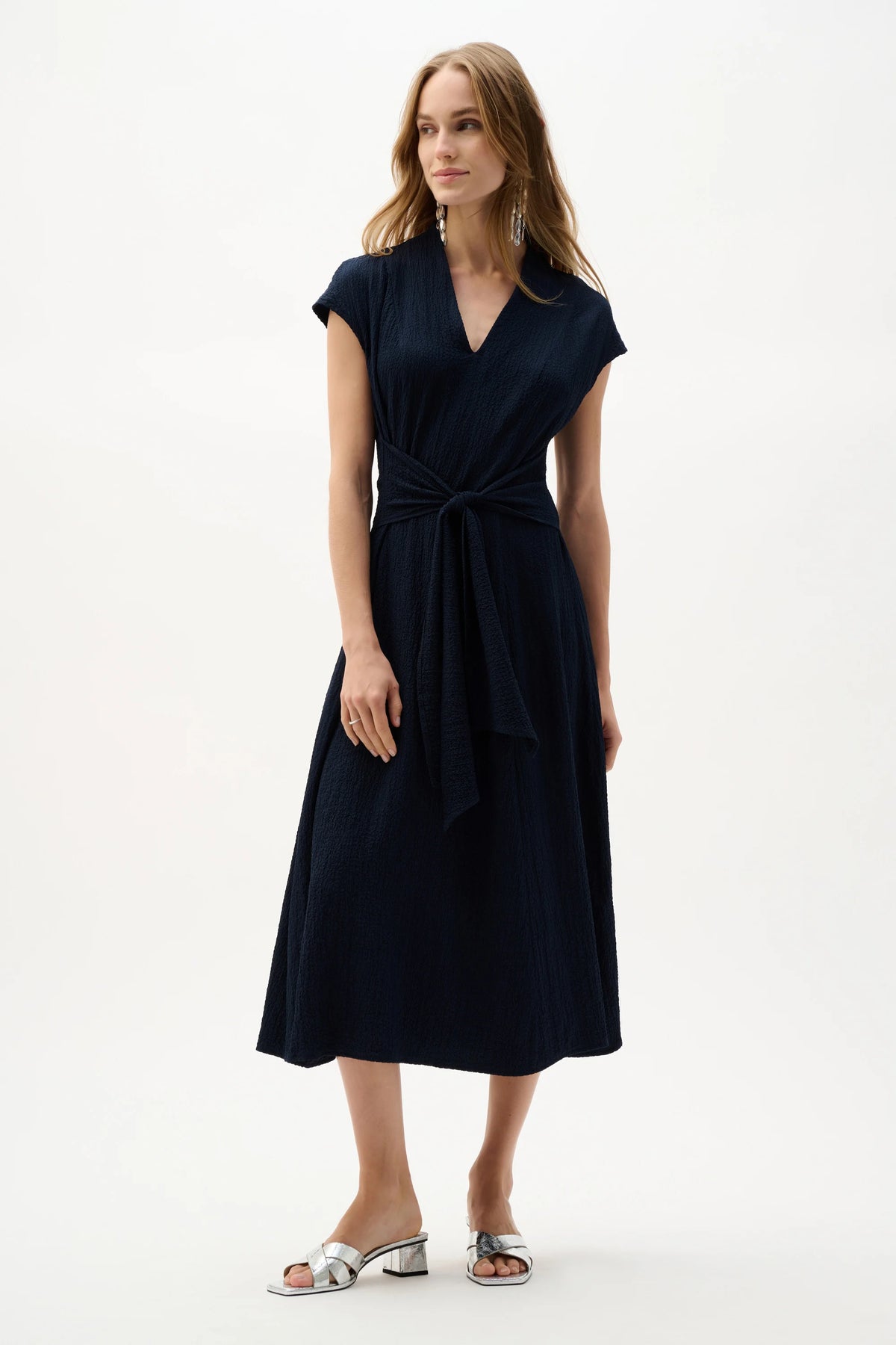 Joseph Ribkoff Woven Seersucker Fit And Flare Dress