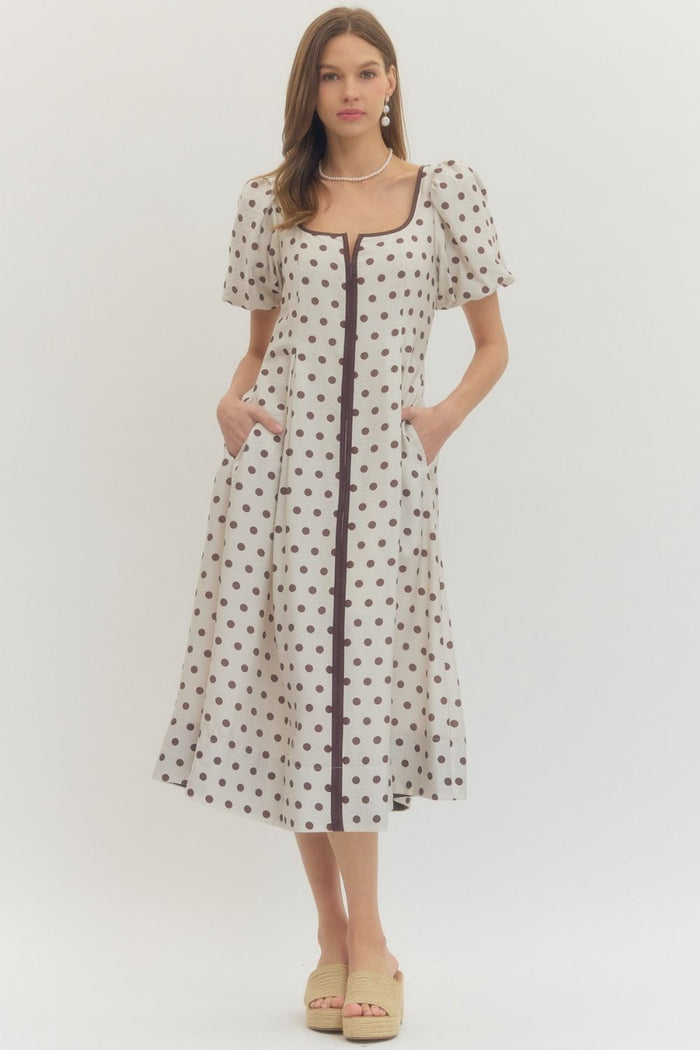 Espresso Polka Dot Midi Dress