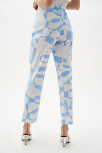 Joseph Ribkoff Silky Knit Geometric Print Straight Leg Pull-On Pants
