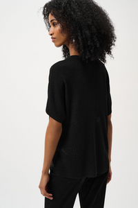 Joseph Ribkoff Metallic Knitted T-shirt with Rhinestones