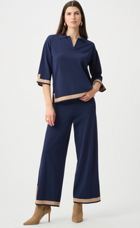 Joseph Ribkoff Sweater Knit Colorblock Culotte Pants