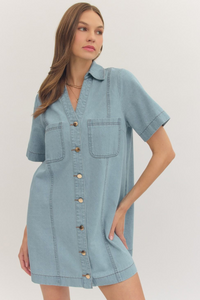 Simple + Sweet Denim Shift Dress